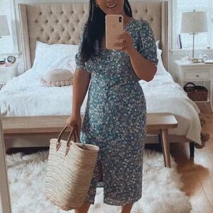 RW&CO. Blue Floral Midi Dress